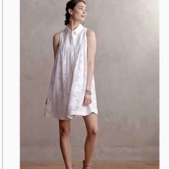 Anthropologie HD in Paris White Lace Poplin Swing Dress - Picture 2 of 10